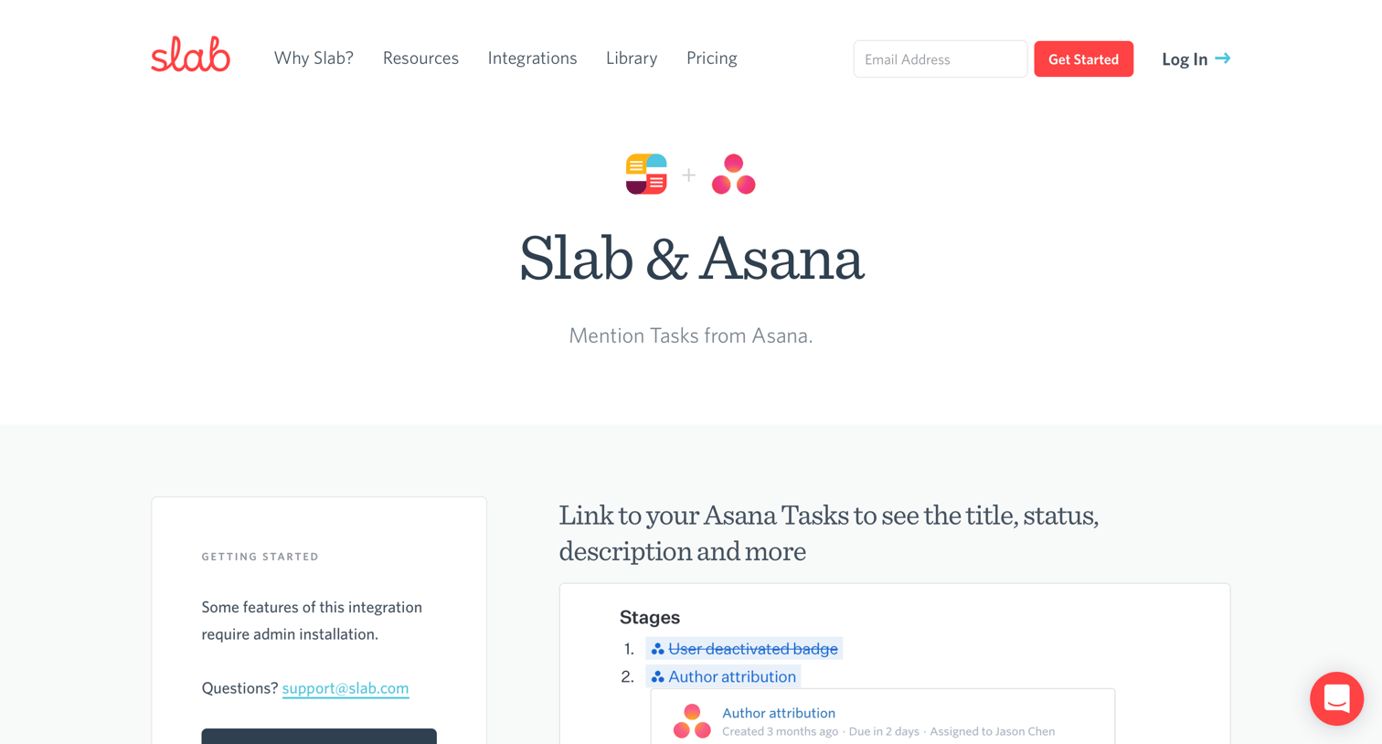 Slab - Asana Integration - Slab screen