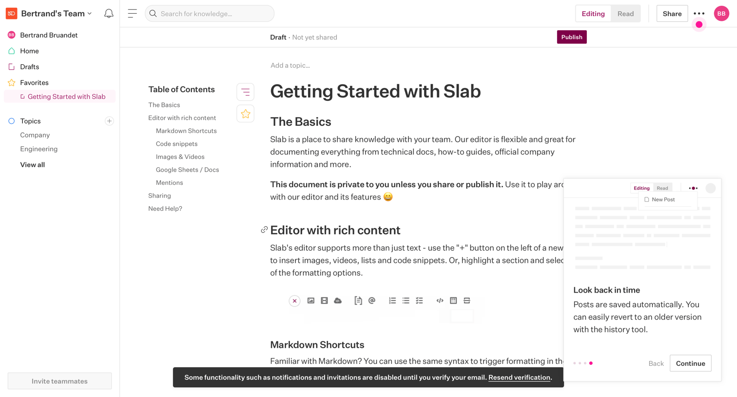 Slab - Getting Started with Slab - Slab screen