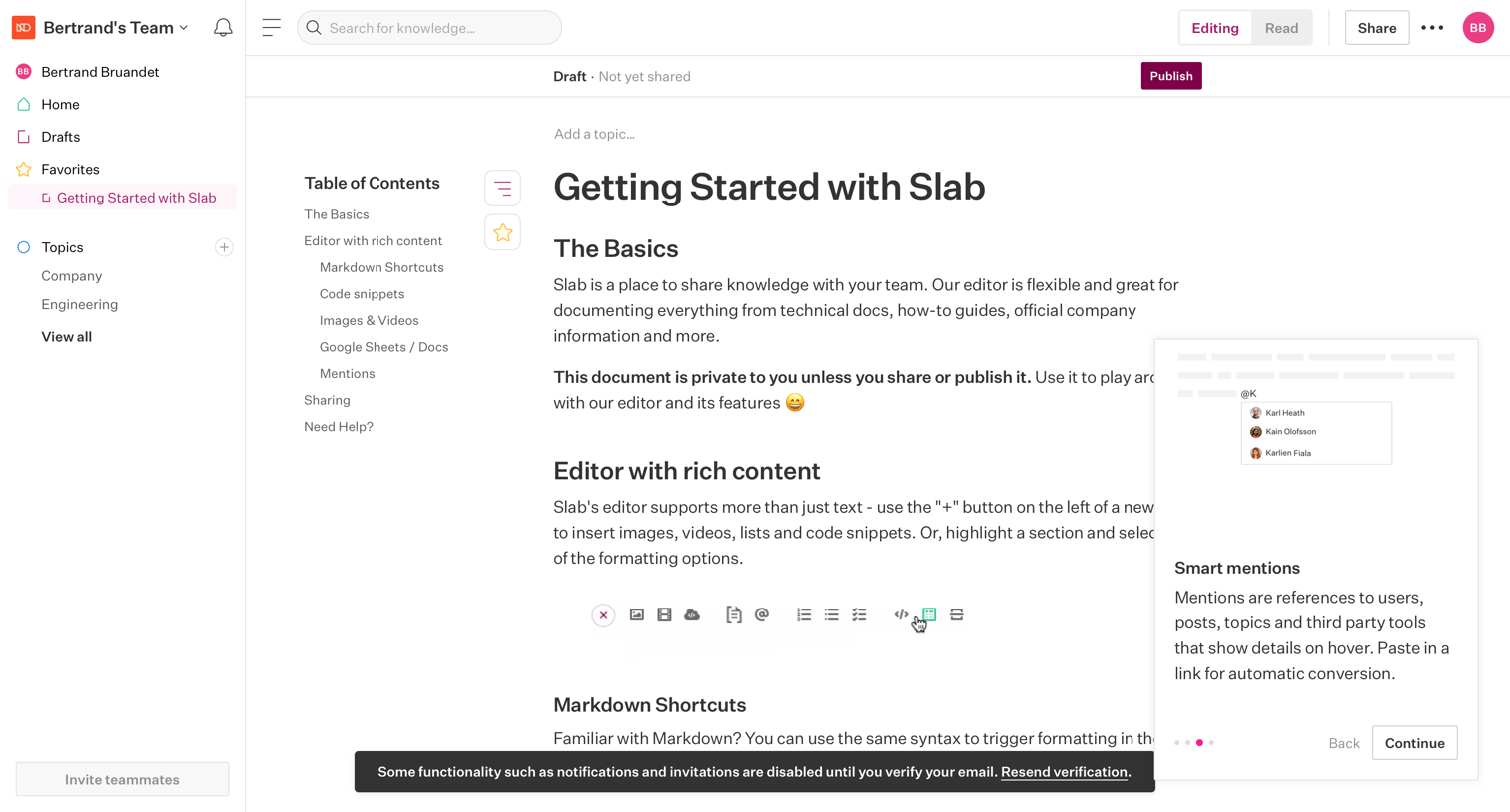 Slab - Getting Started with Slab - Slab screen