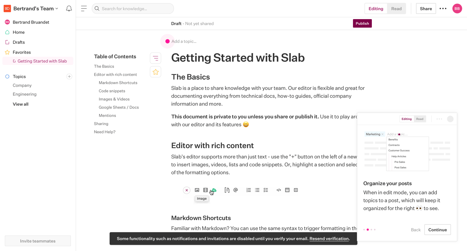 Slab - Getting Started with Slab - Slab screen