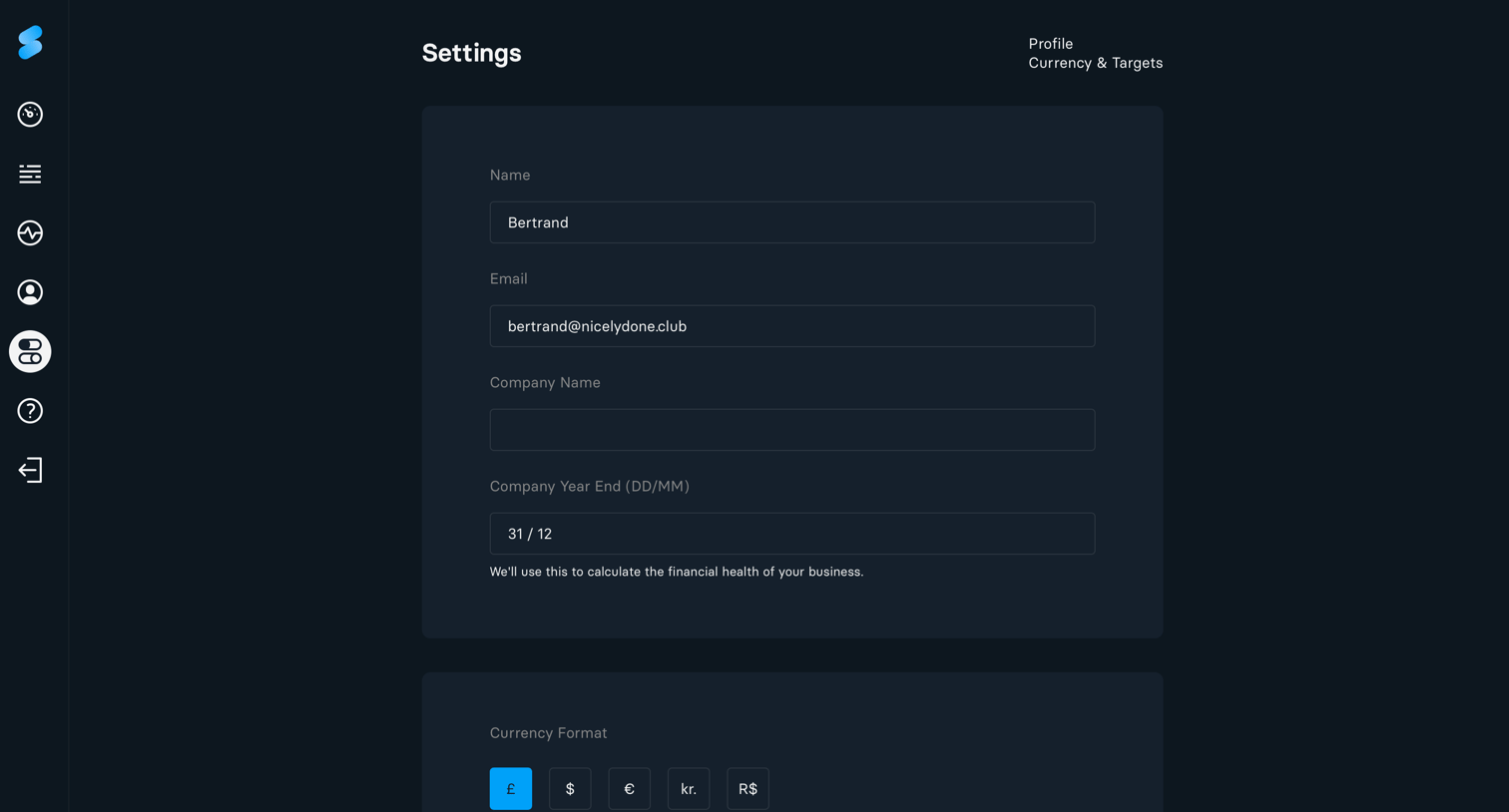 Slate - Settings screen