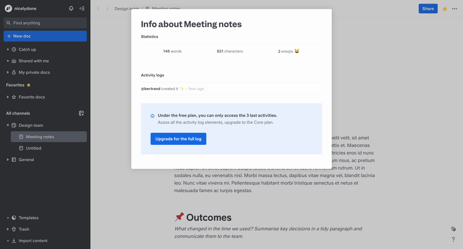 Meeting notes - Design team from Slite