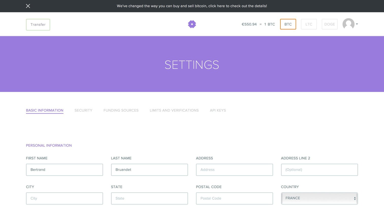 Snapcard - Settings screen
