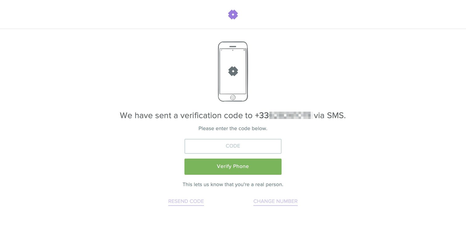 Snapcard - Sign up screen