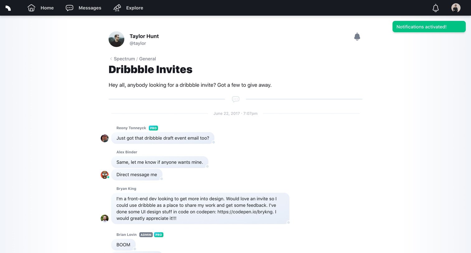 Spectrum - Community message screen