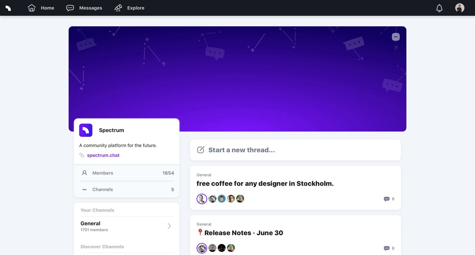 Spectrum - Community screen