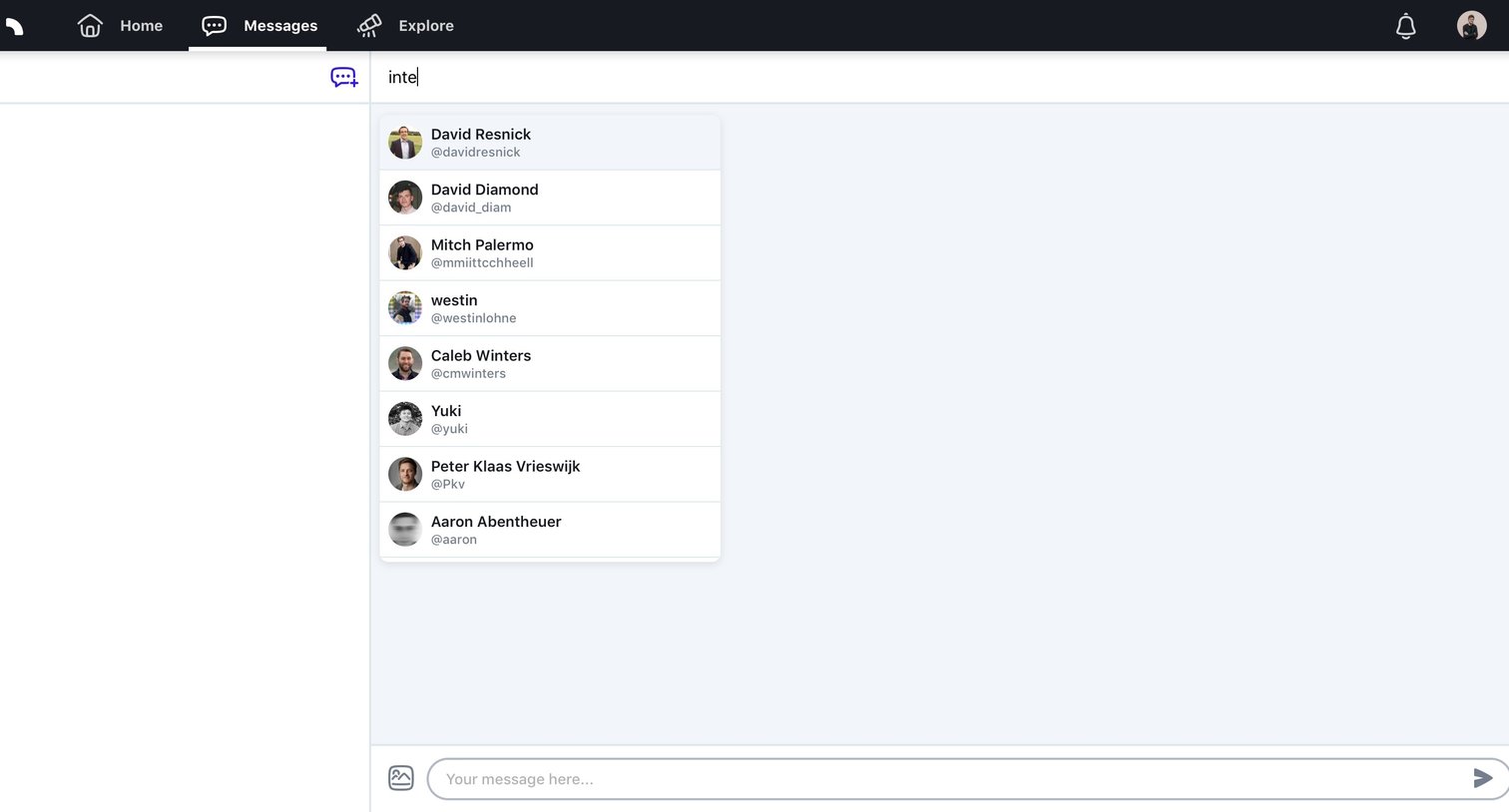 Spectrum - Messaging screen