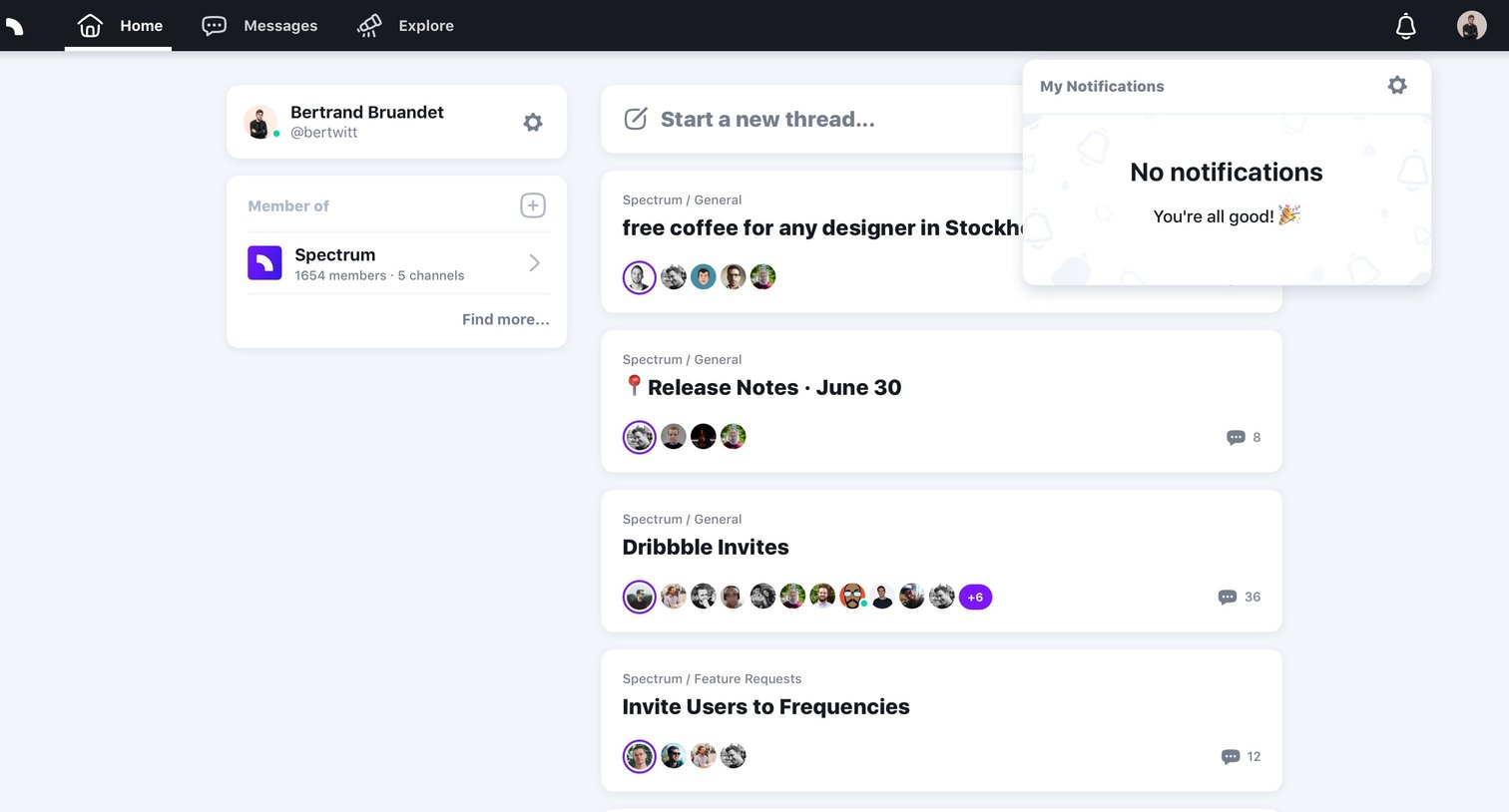 Spectrum - Notifications screen