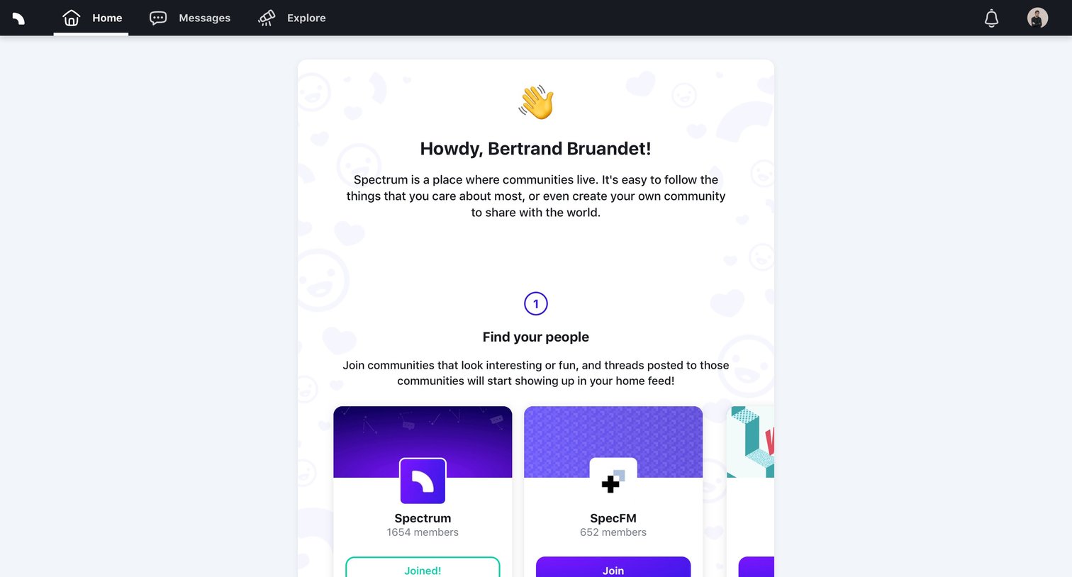 Spectrum - Welcome screen