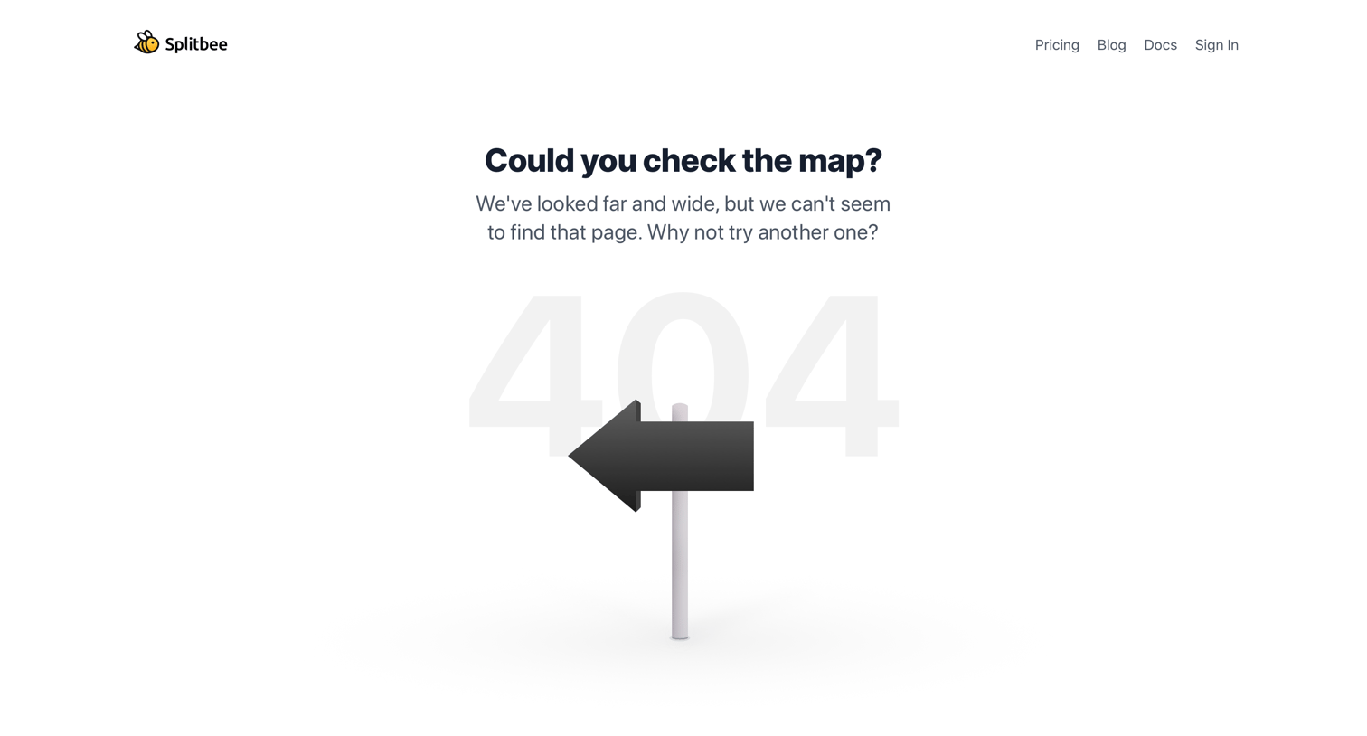 Splitbee - 404 - Not Found screen