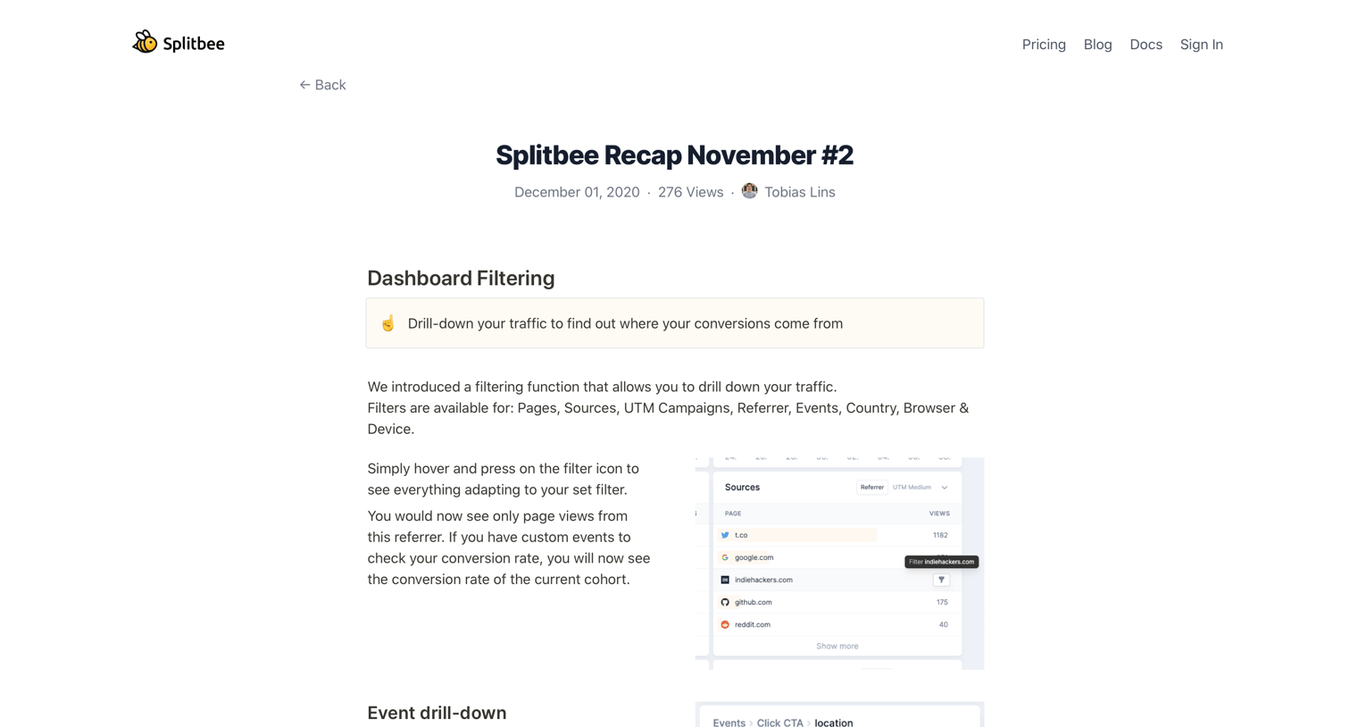 Splitbee - Splitbee - Your friendly all-in-one analytics & conversion tool screen