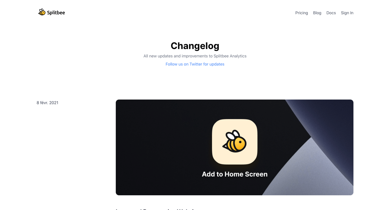 Splitbee - Splitbee Changelog - Latest features and updates for Splitbee - Splitbee Documentation screen