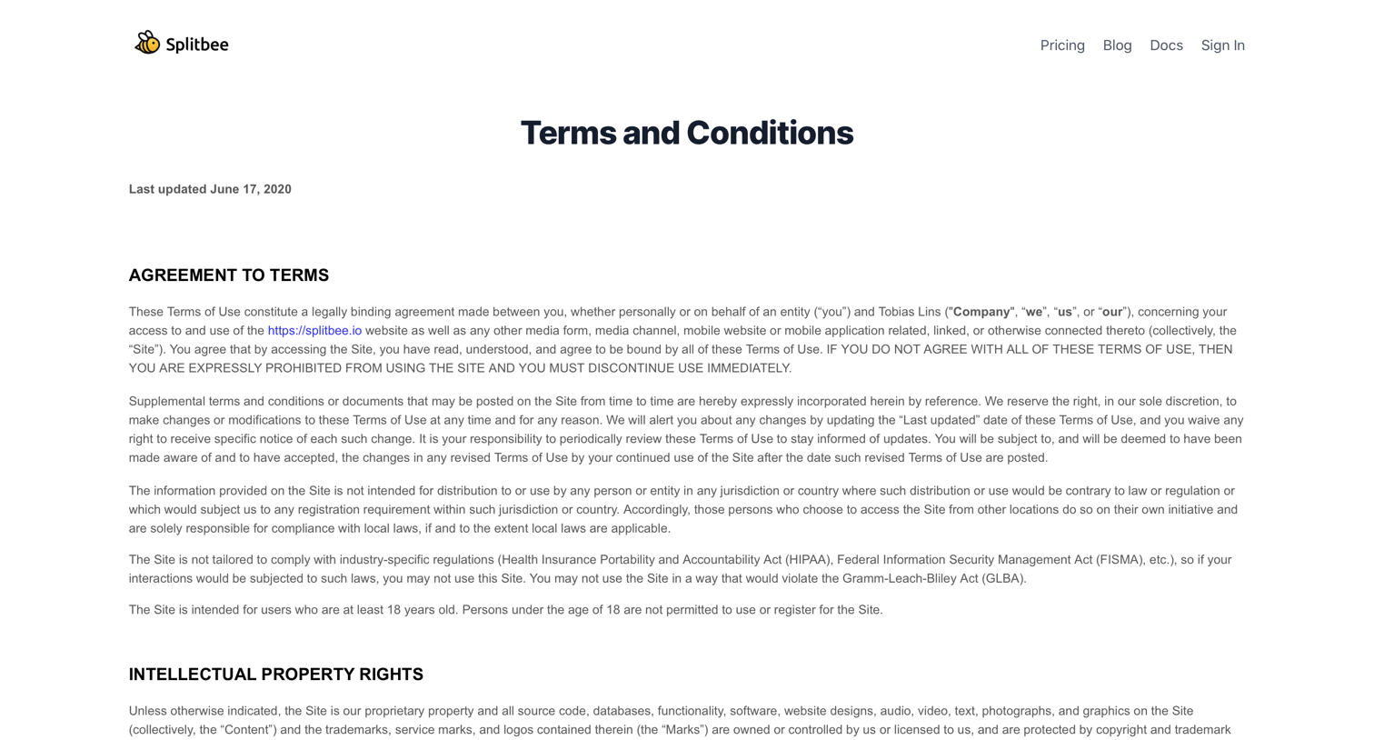Splitbee - Privacy Policy – Splitbee | Analytics & A-B Testing screen