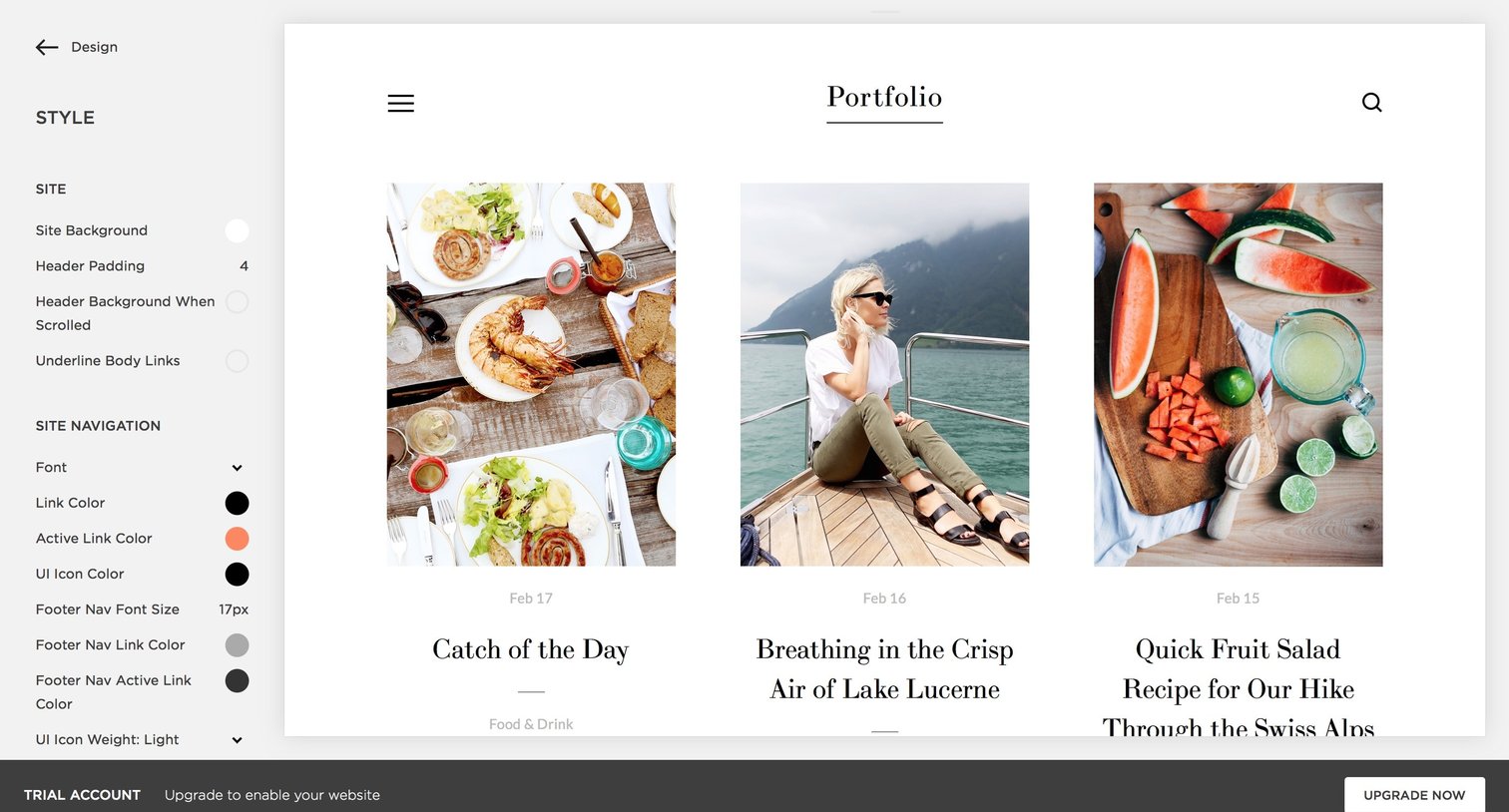 Customize from Squarespace