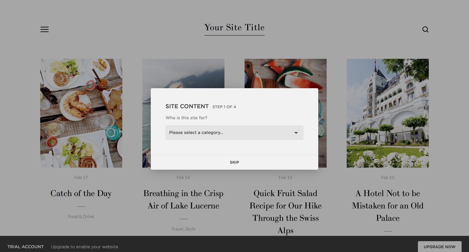 Squarespace - Onboarding screen