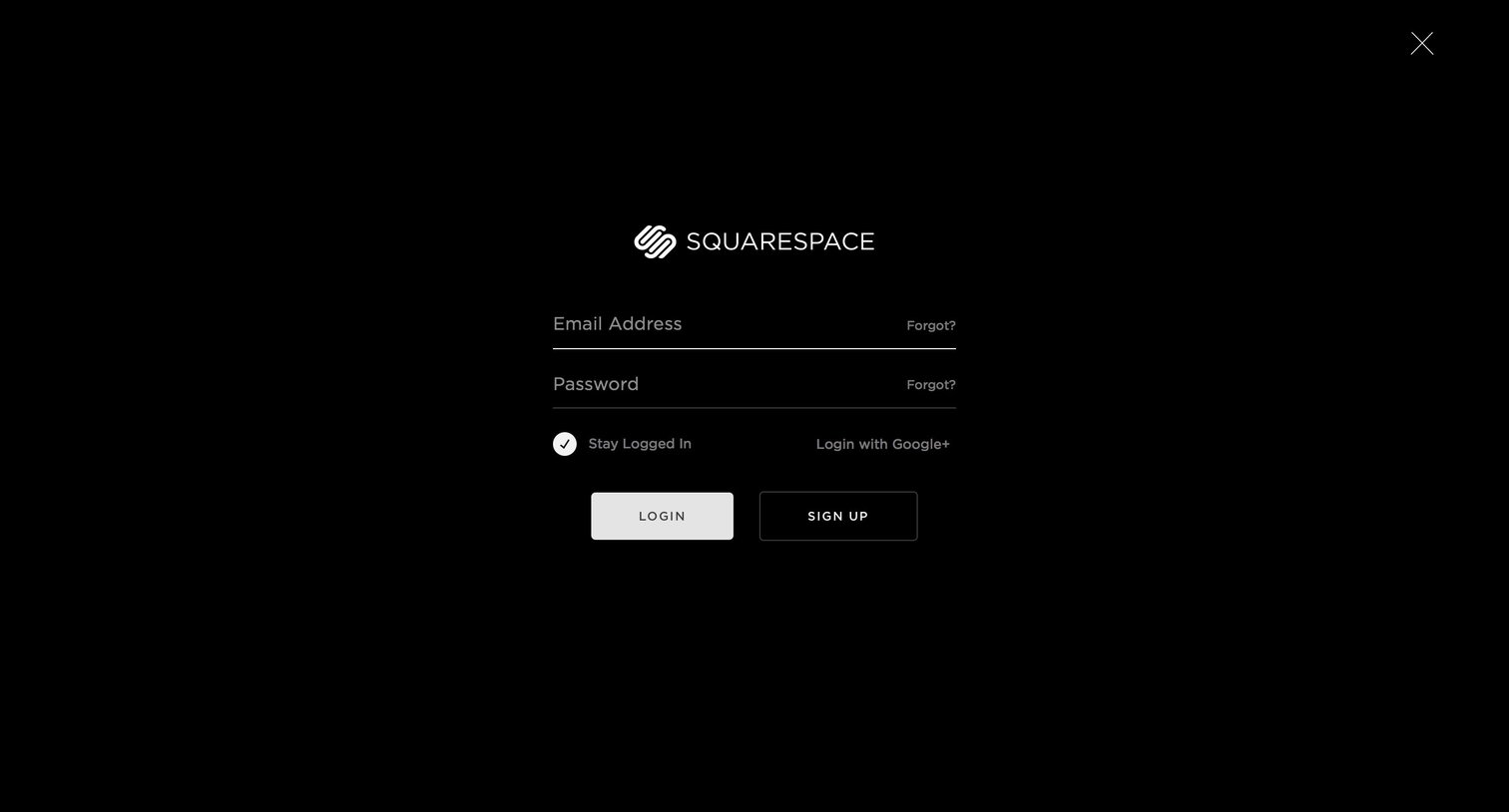 Squarespace - Sign in screen