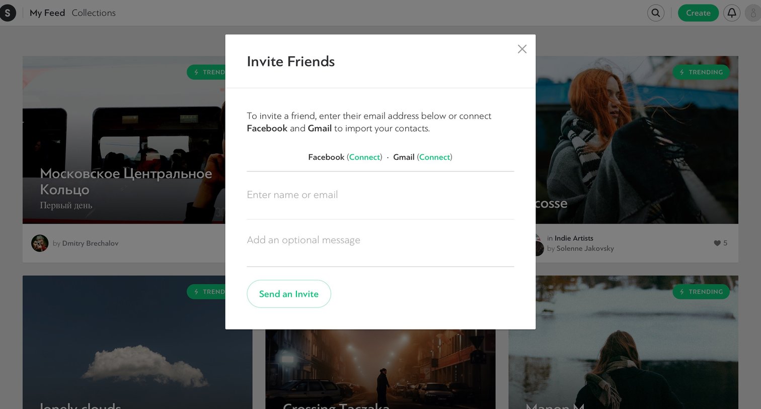 Invite friends from Stampsy