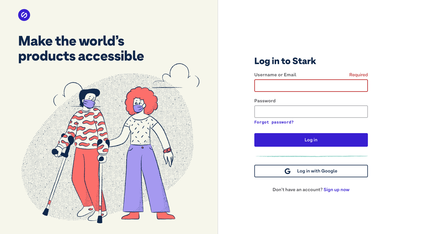 Stark - Stark - Log In screen