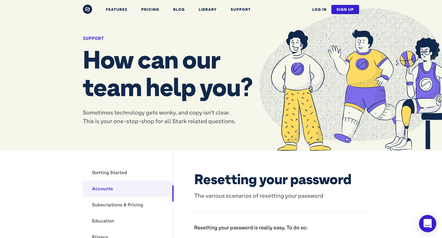Stark - Resetting your password screen