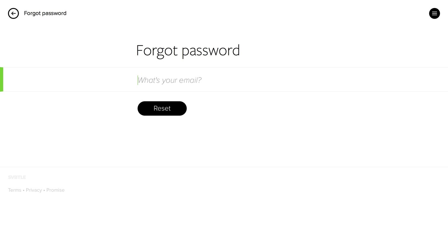 Svbtle - Password reset screen