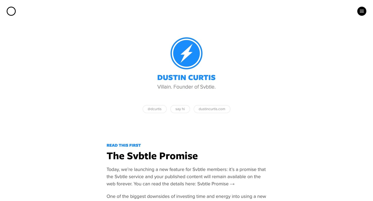 Svbtle - Profile screen