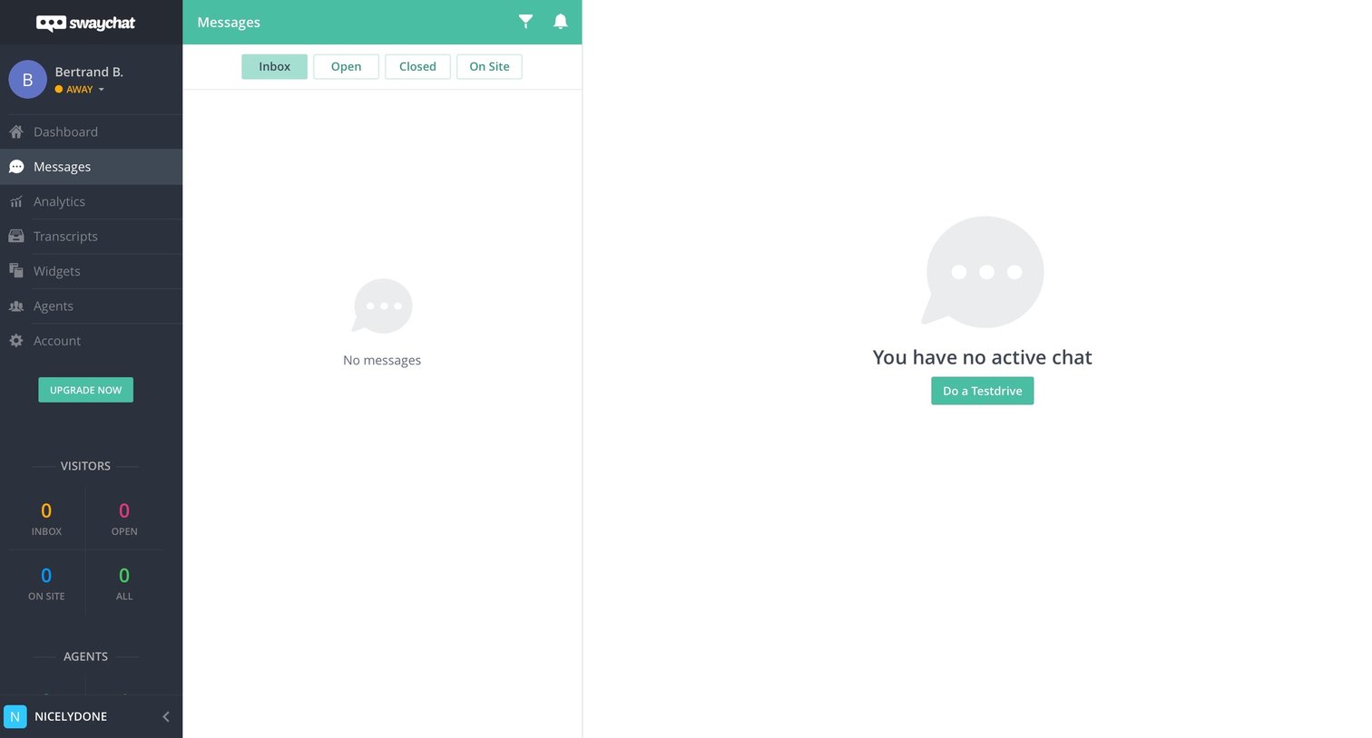 SwayChat - Empty state screen
