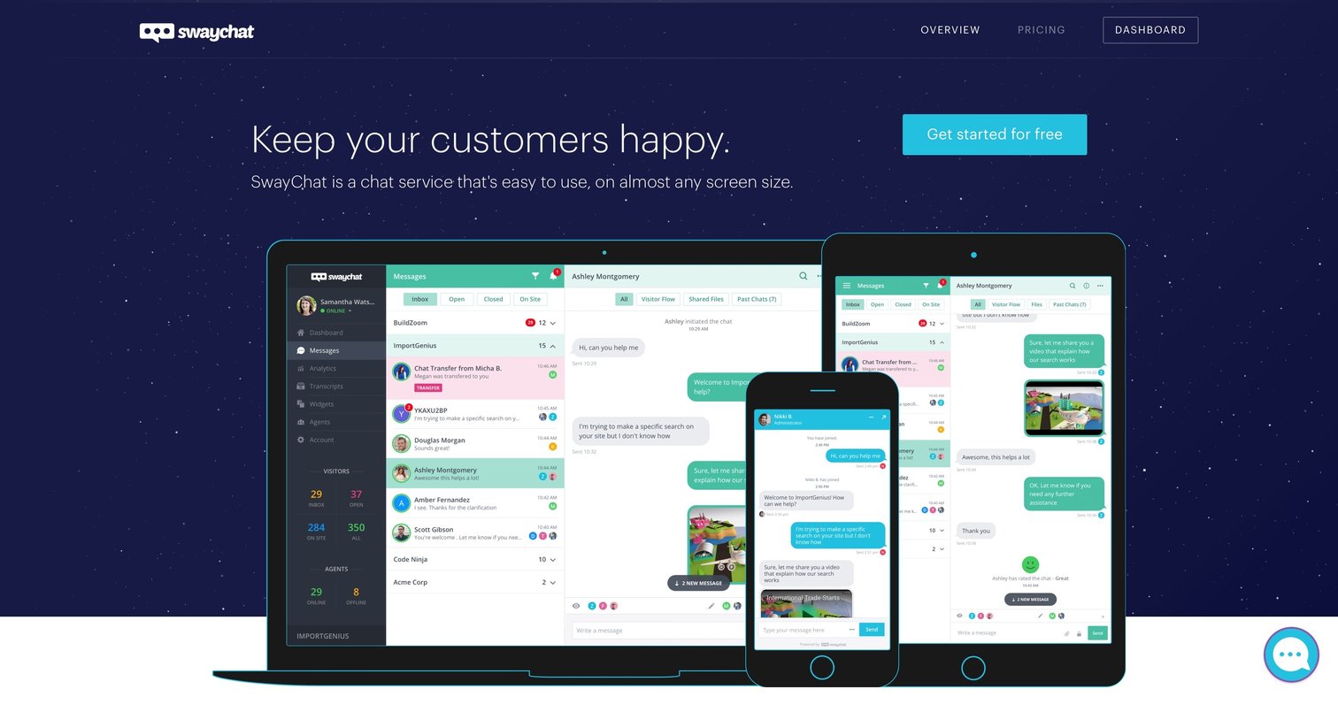 SwayChat - Landing page screen