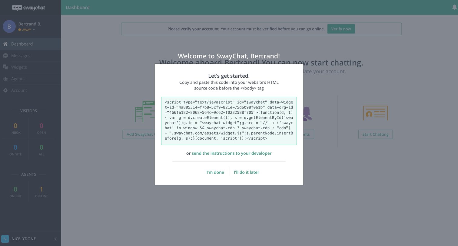 SwayChat - Onboarding screen