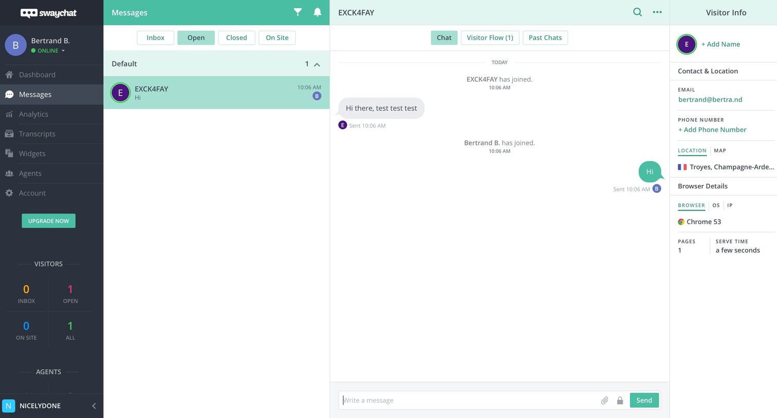 SwayChat - Messaging screen