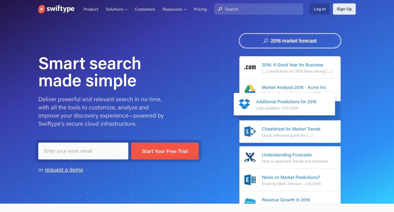 Swiftype - Landing page screen