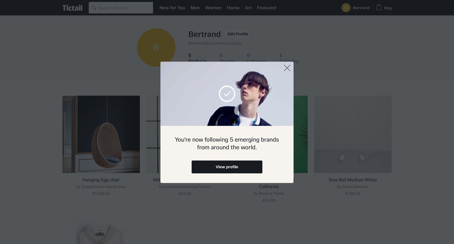 Tictail - Onboarding screen