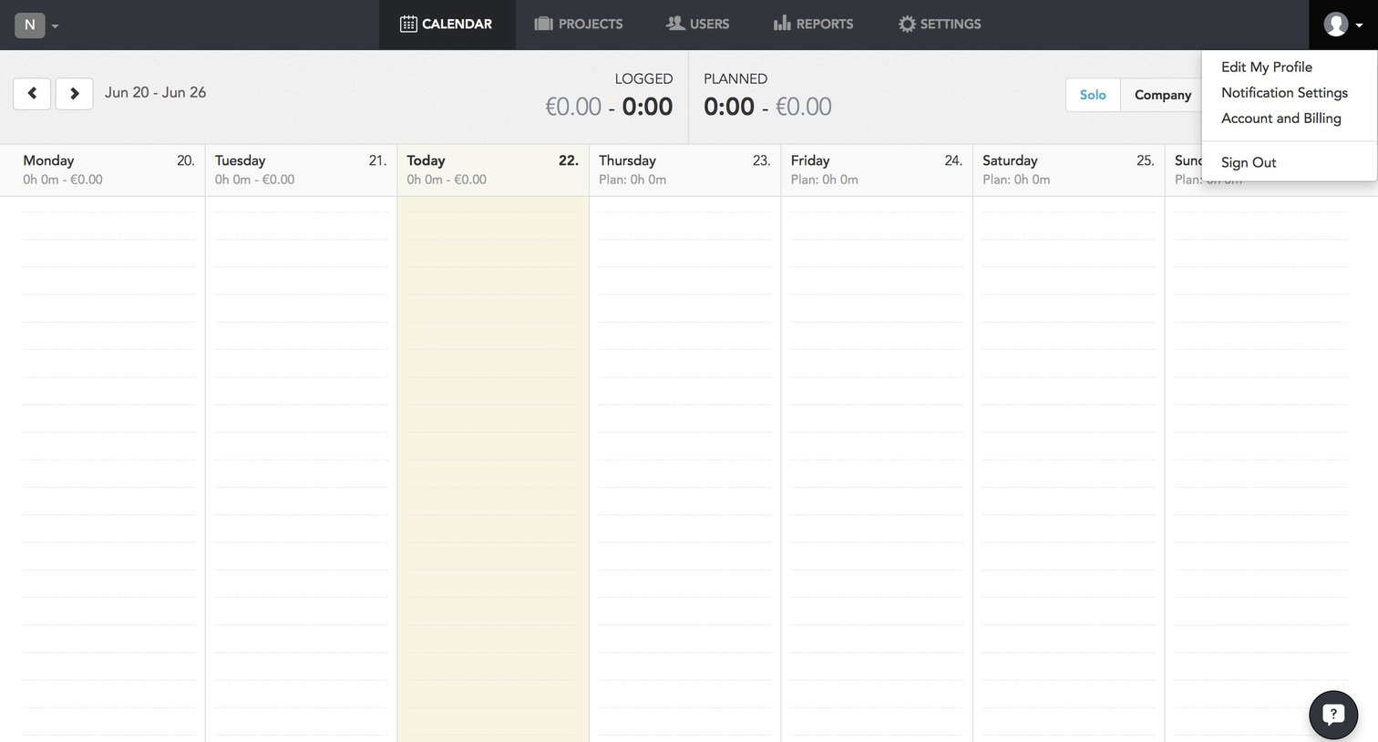 Timely - Dropdown screen
