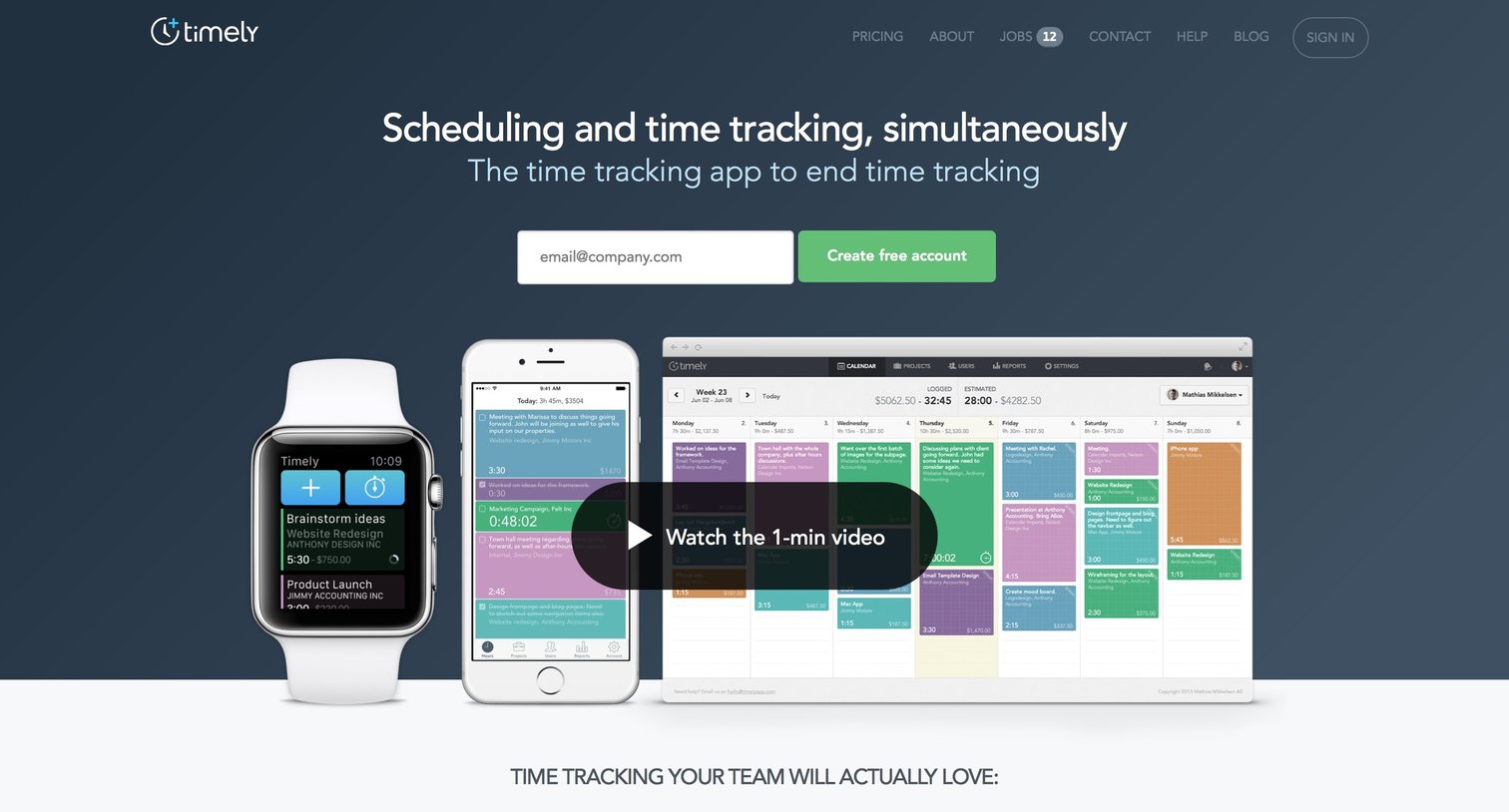 Timely - Landing page screen