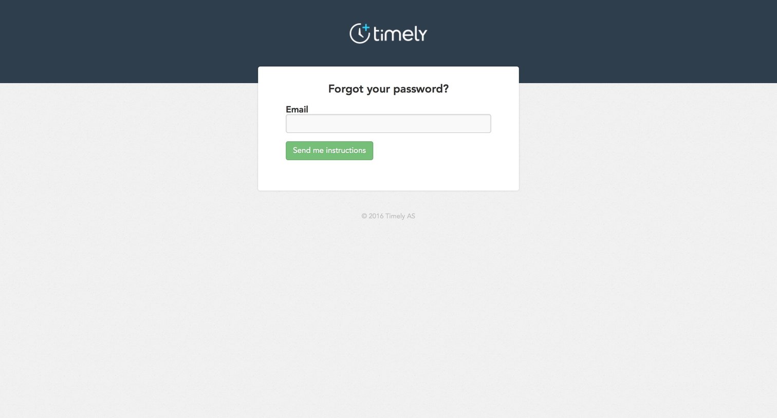 Timely - Password reset screen
