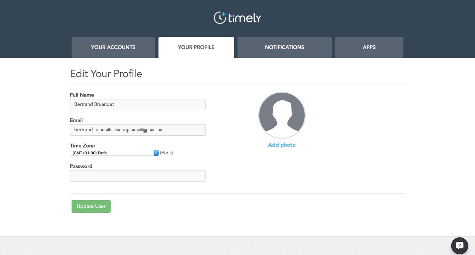 Timely - Settings screen