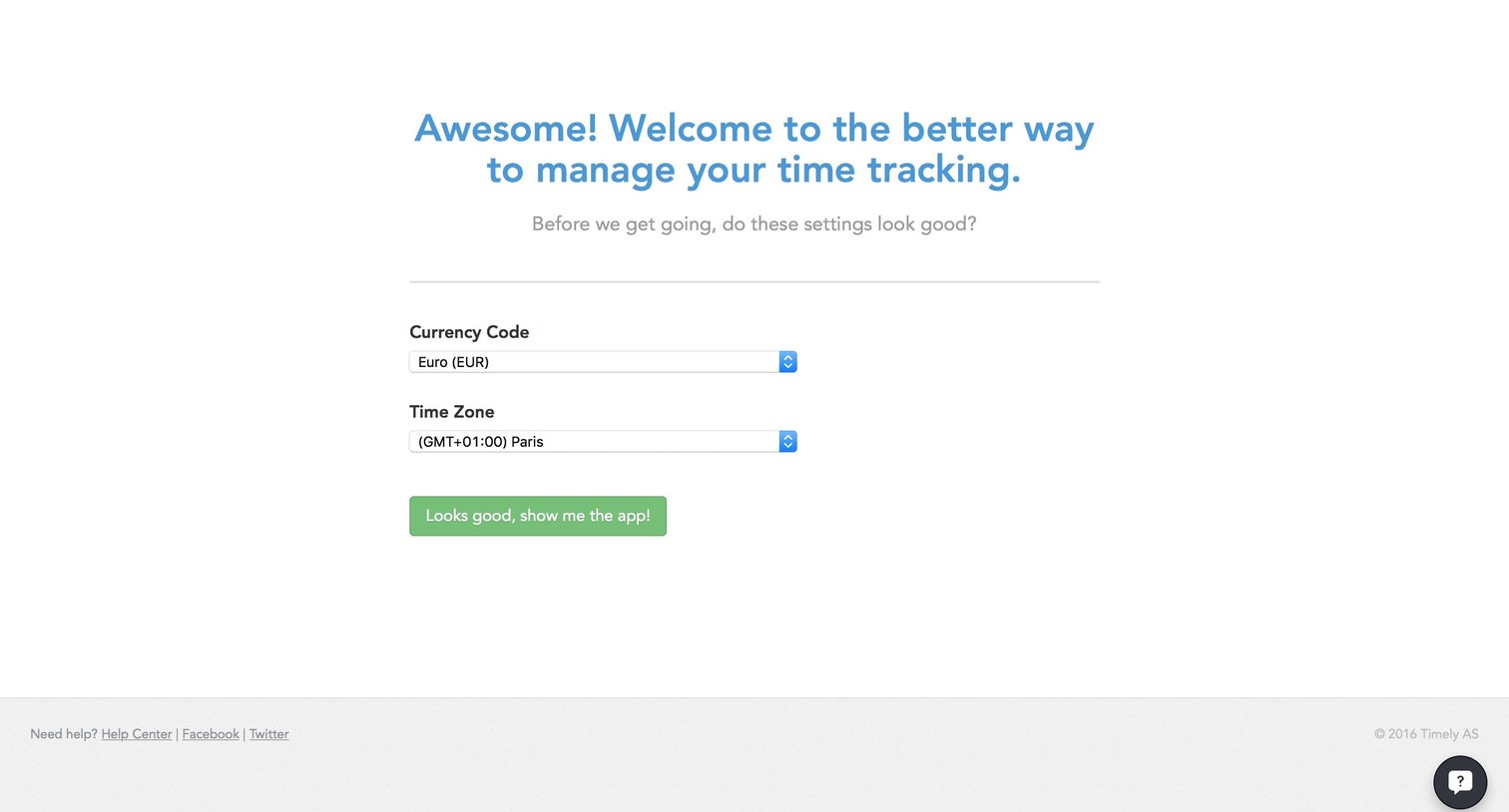 Timely - Settings screen