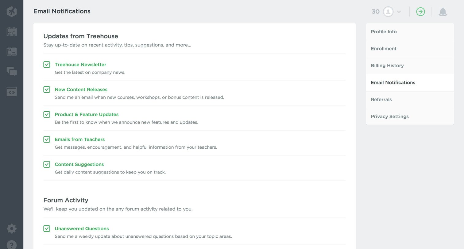 Settings from Treehouse