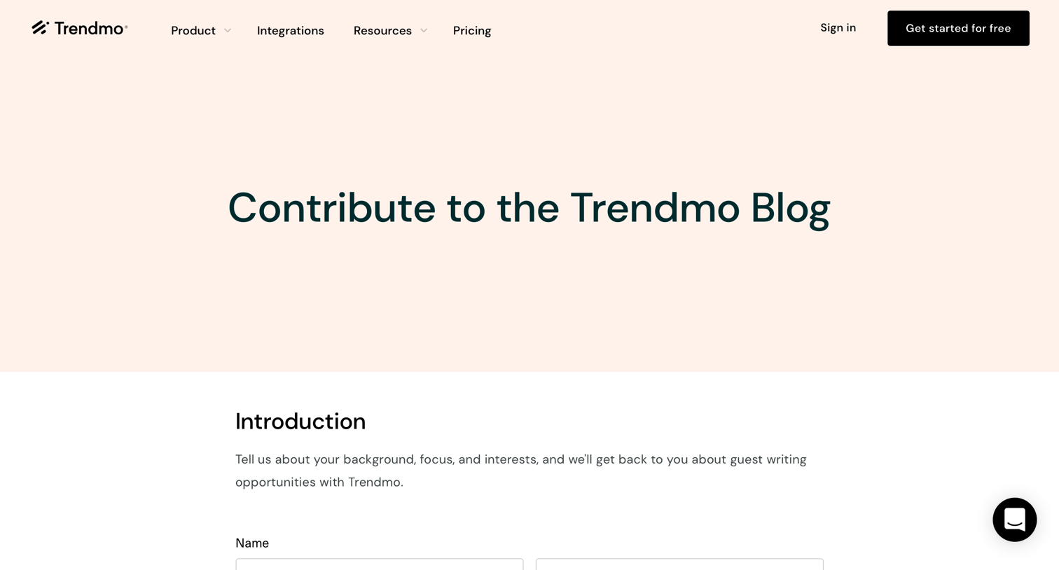 Trendmo - Partner program / Affiliation screen