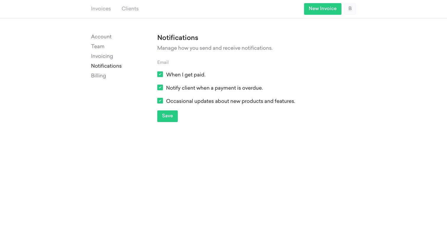 Two cards - Notification settings screen