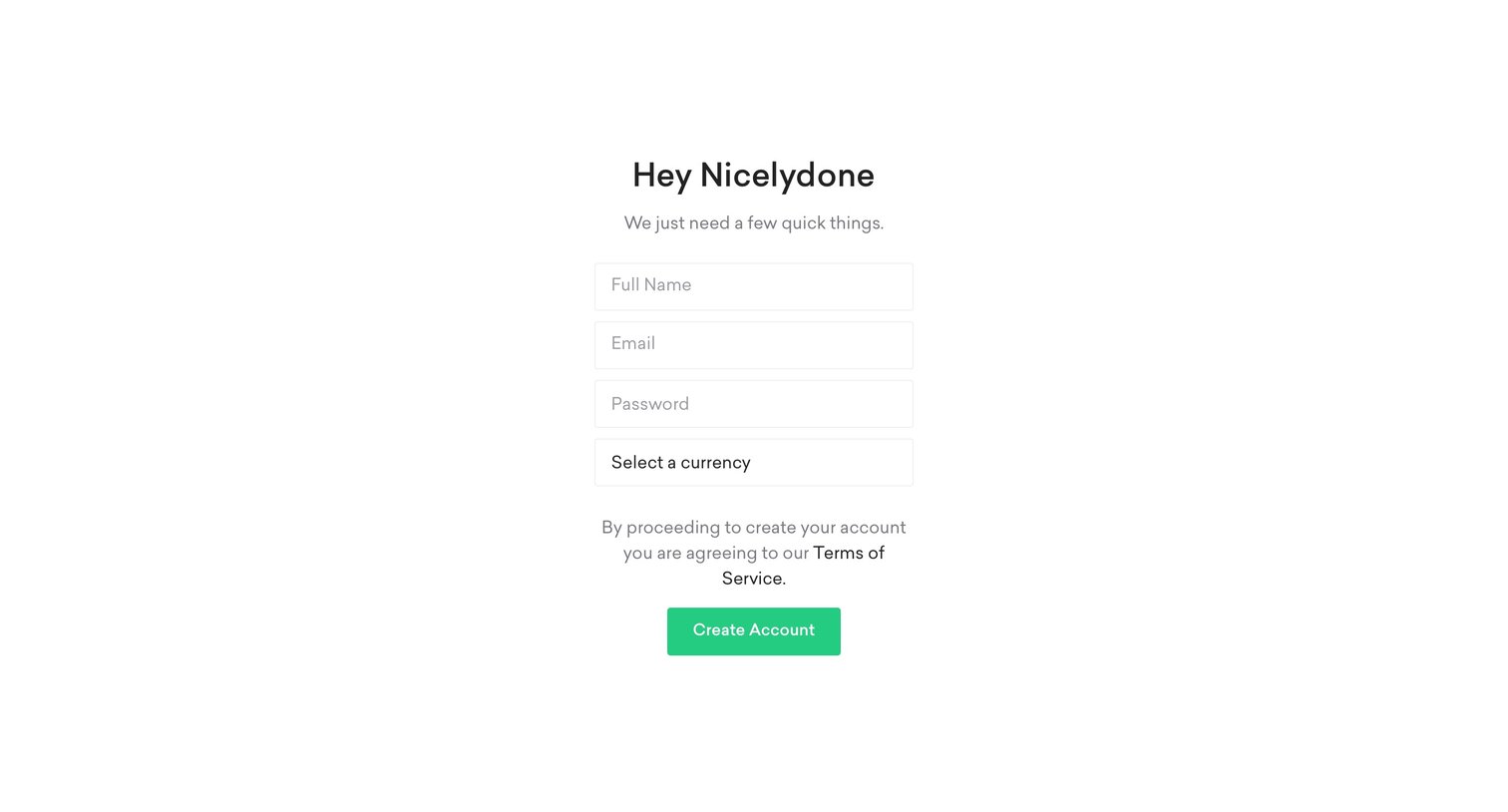 Two cards - Sign up screen