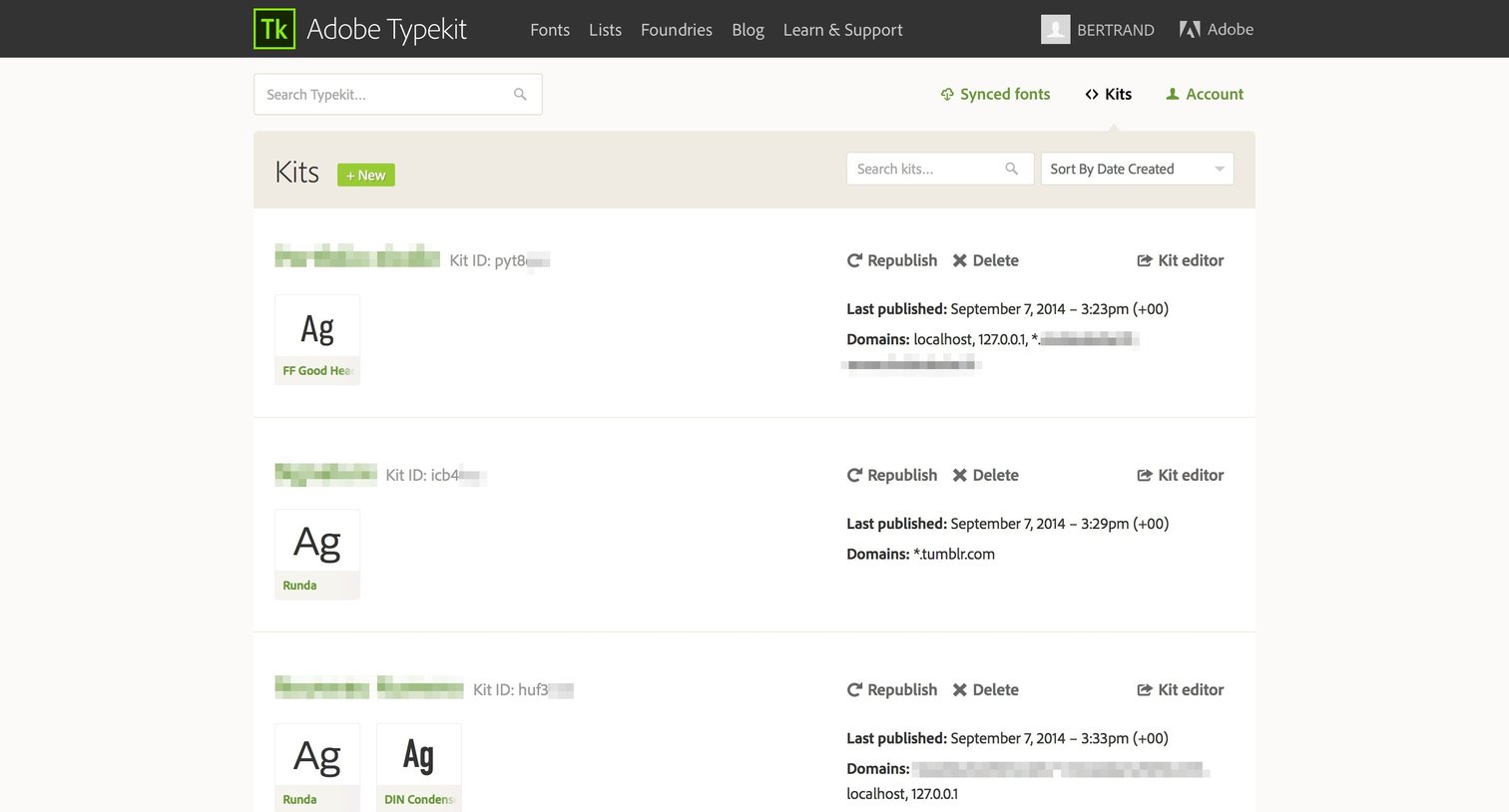 Typekit - List screen