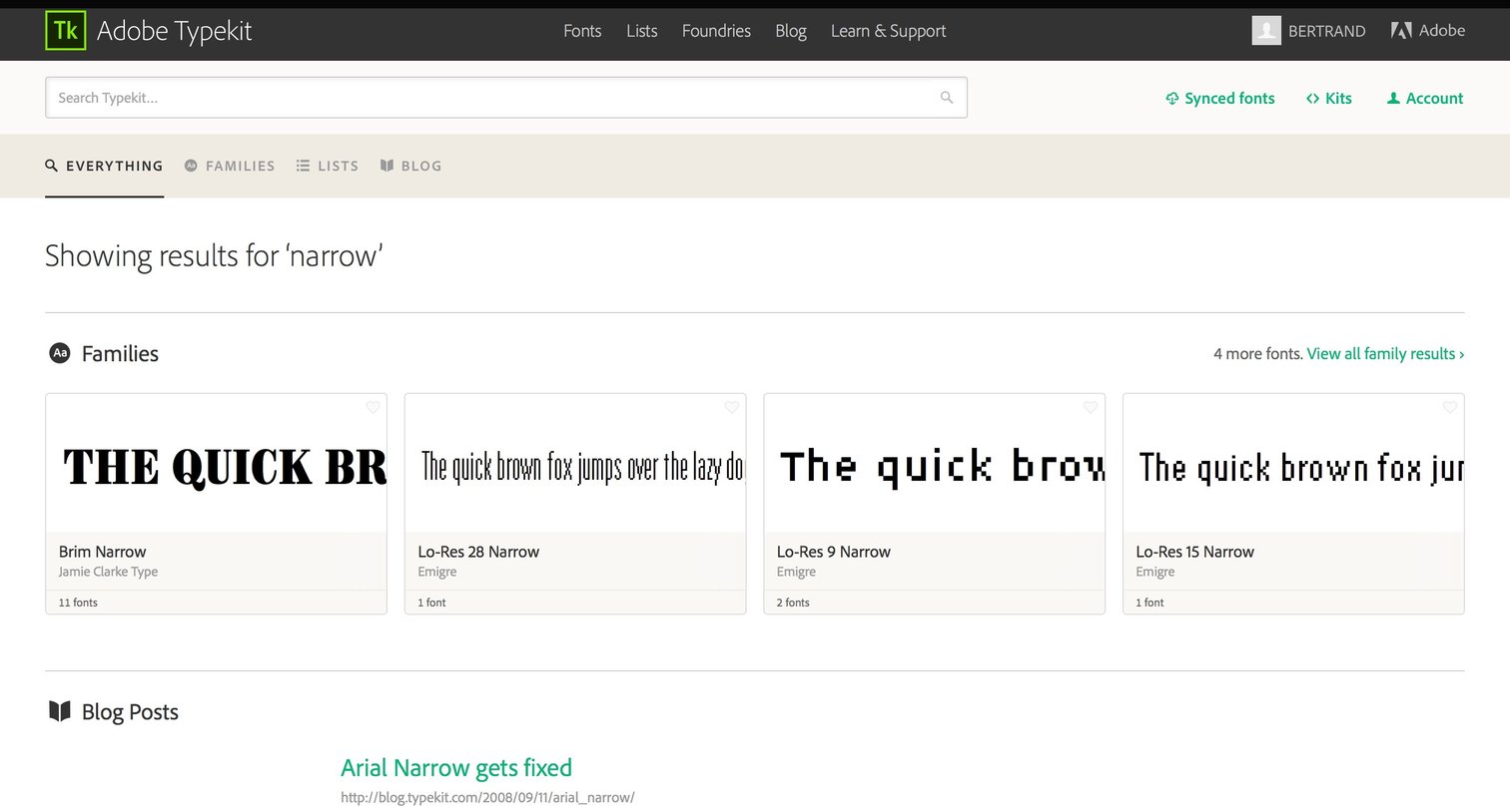 Typekit - Search screen