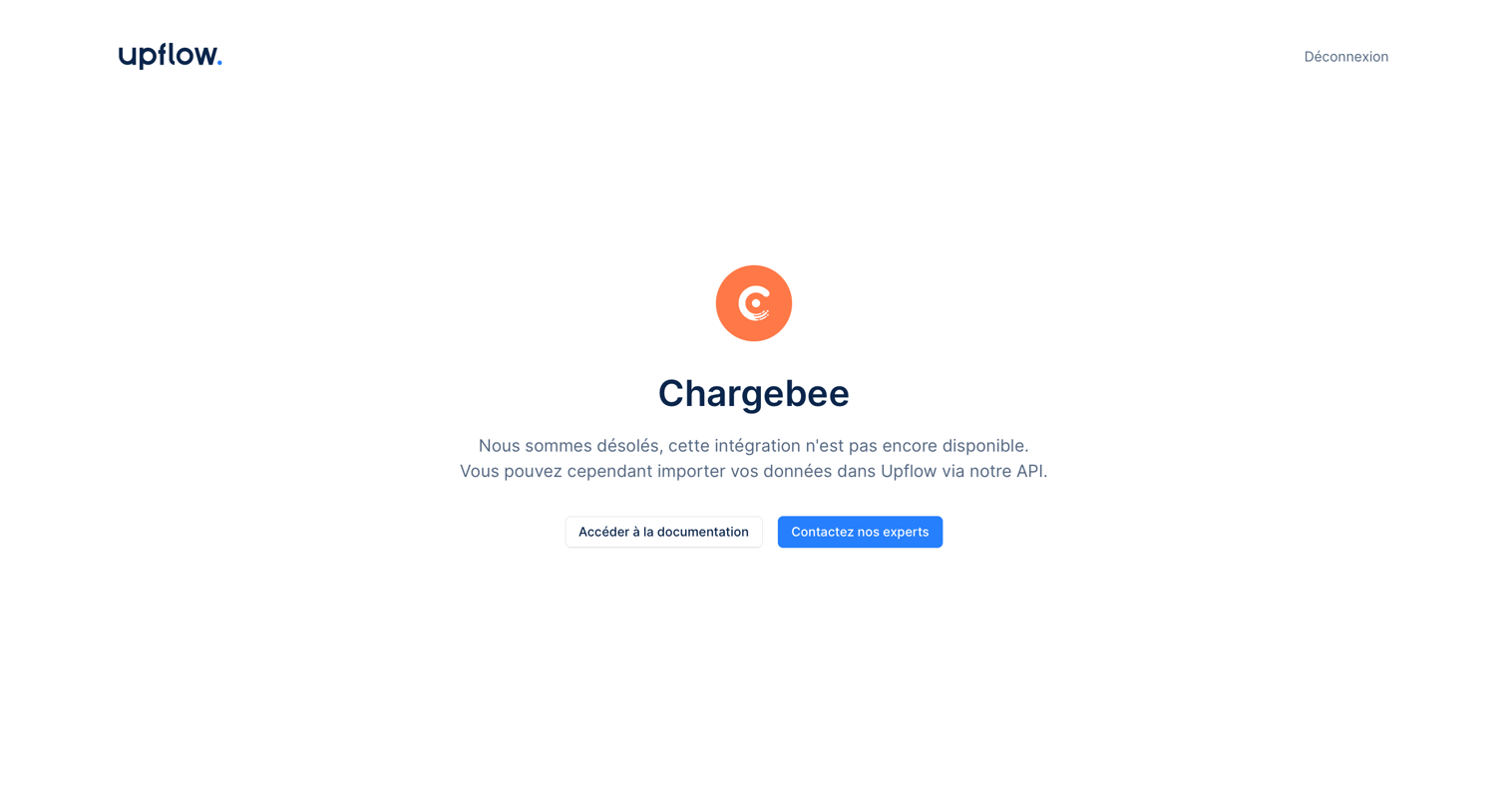 Upflow - Connect integration screen