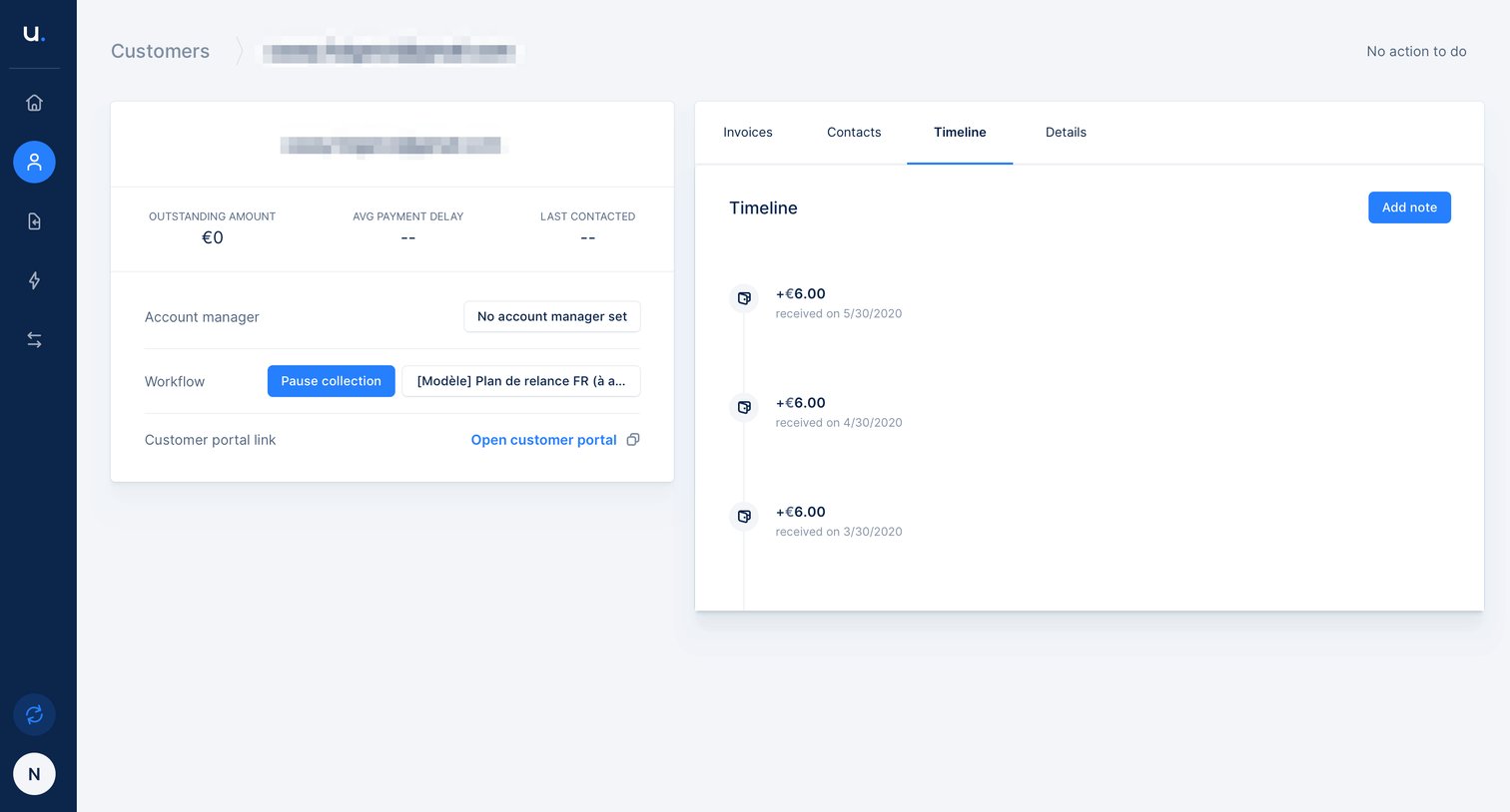 Upflow - Customer profile screen