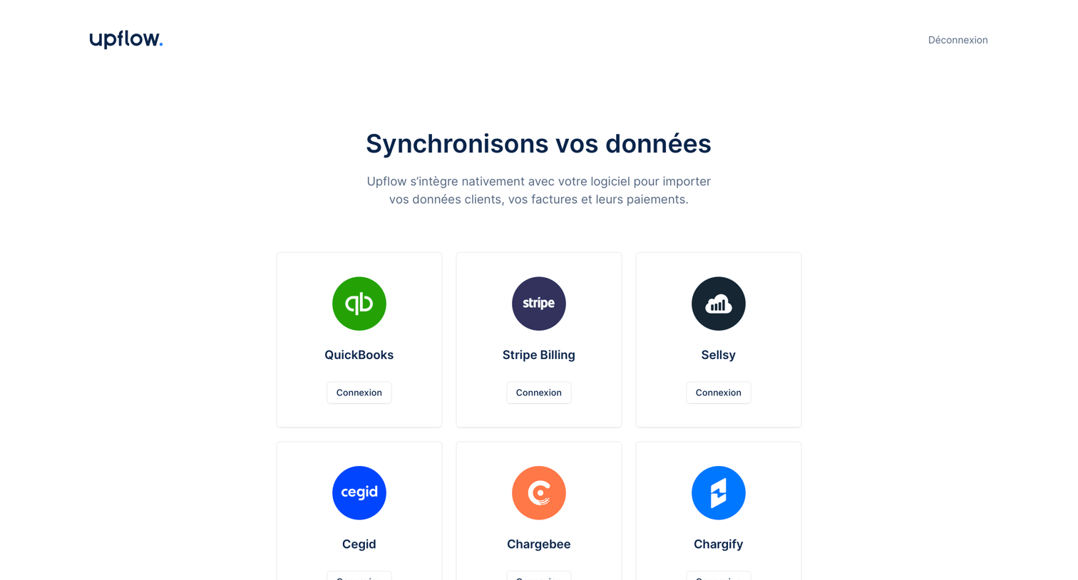 Upflow - Integration list screen
