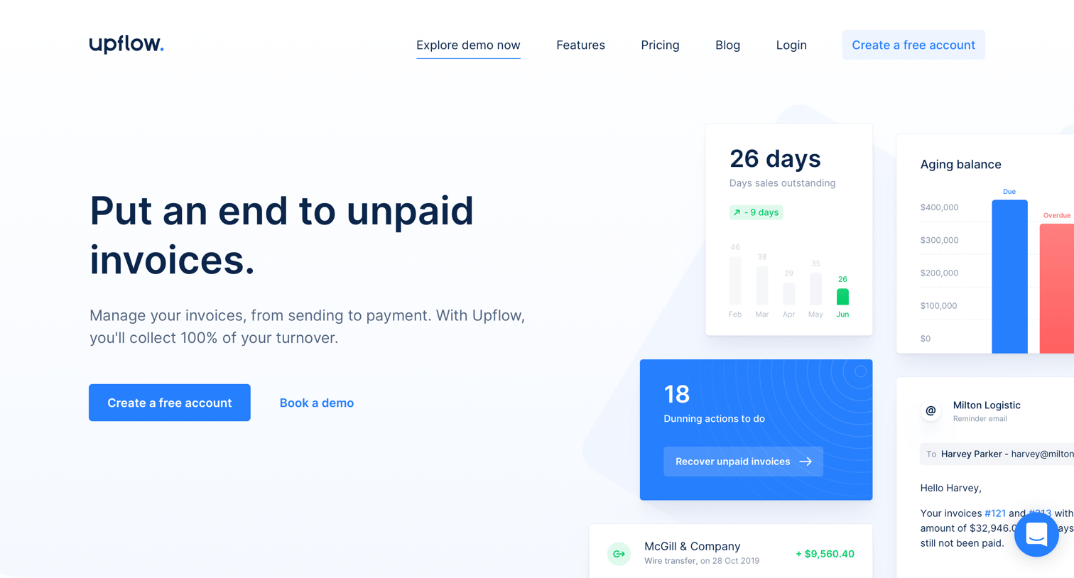 Upflow - Landing page screen