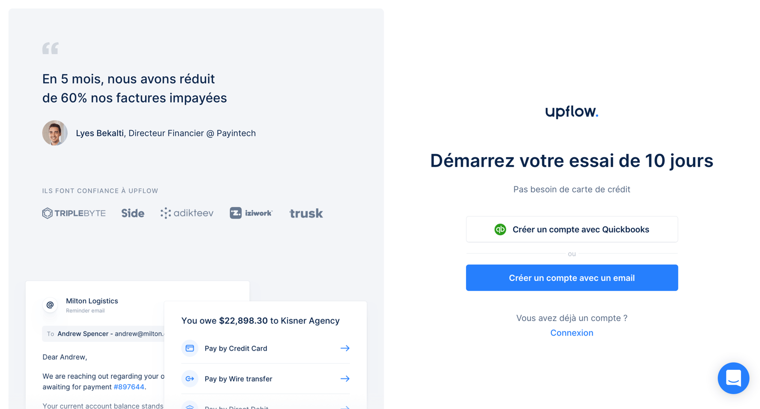 Upflow - Sign up screen
