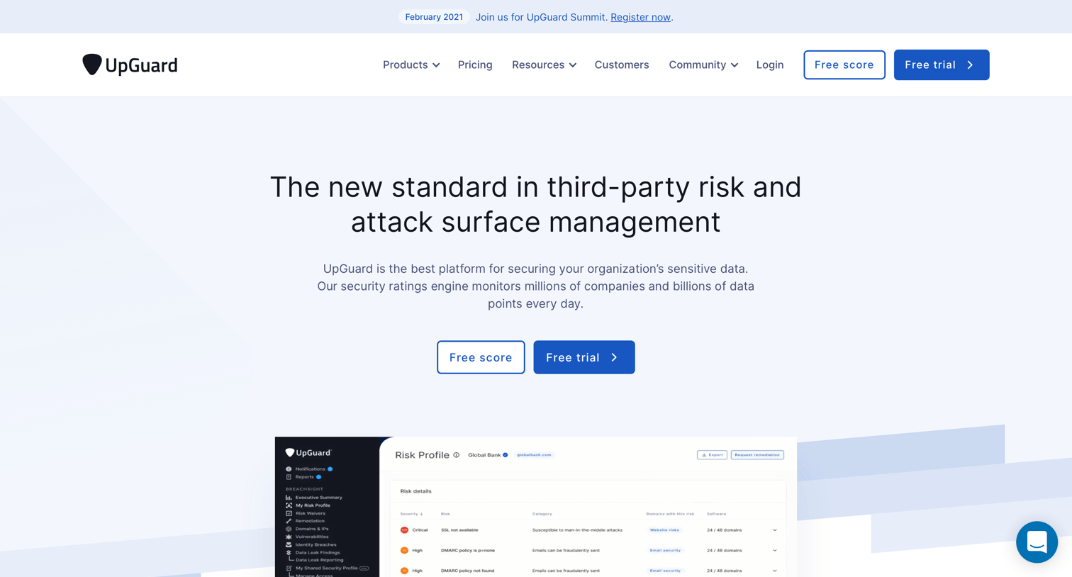Upguard - Third-Party Risk and Attack Surface Management Software | UpGuard screen
