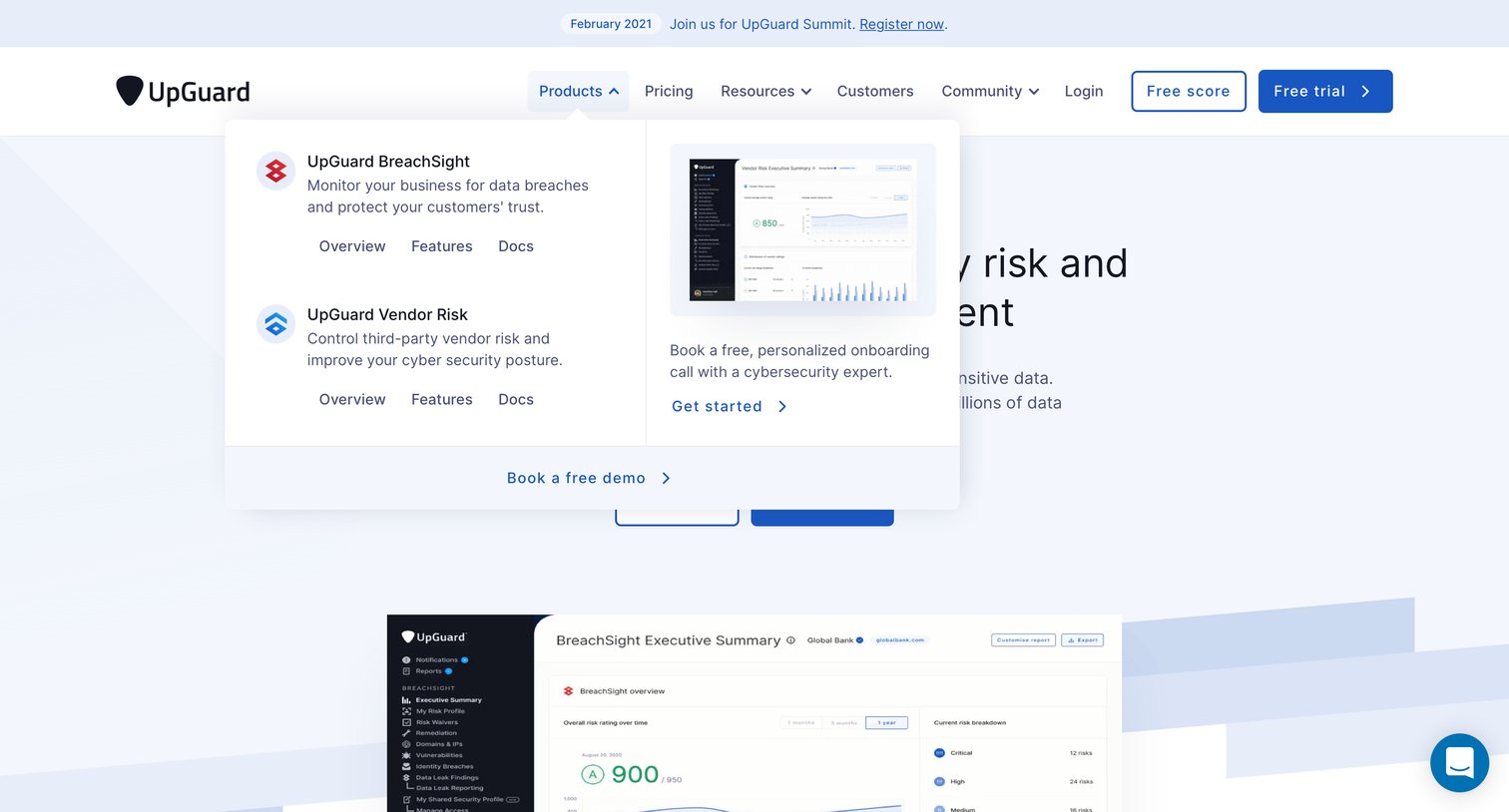 Upguard - Third-Party Risk and Attack Surface Management Software | UpGuard screen