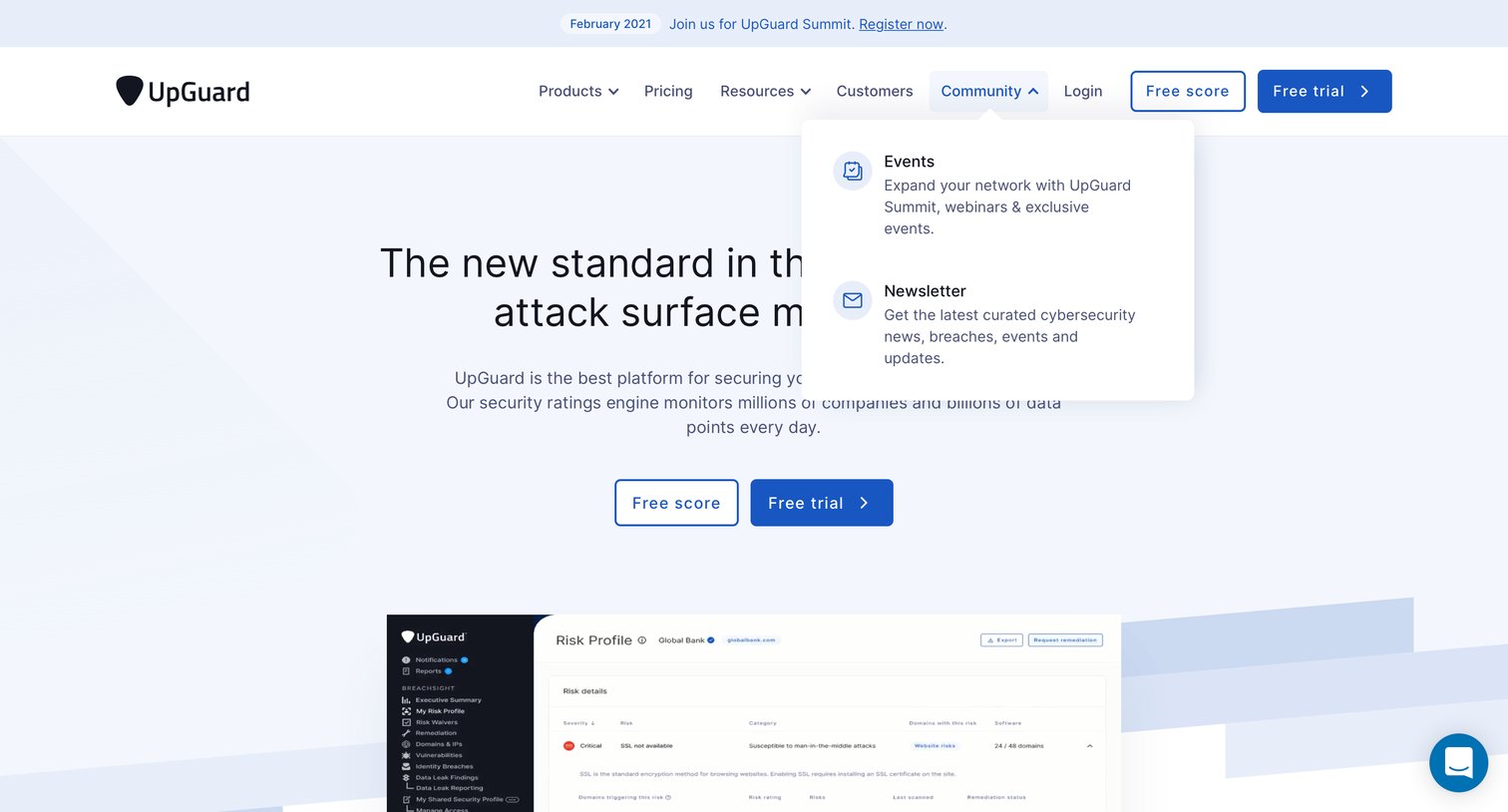 Upguard - Third-Party Risk and Attack Surface Management Software | UpGuard screen